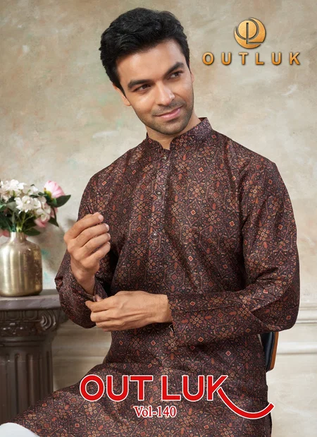 Outluk Vol 140 Mens Silk Digital Printed Kurta And Pajama Collection Wholesale Manufacturer